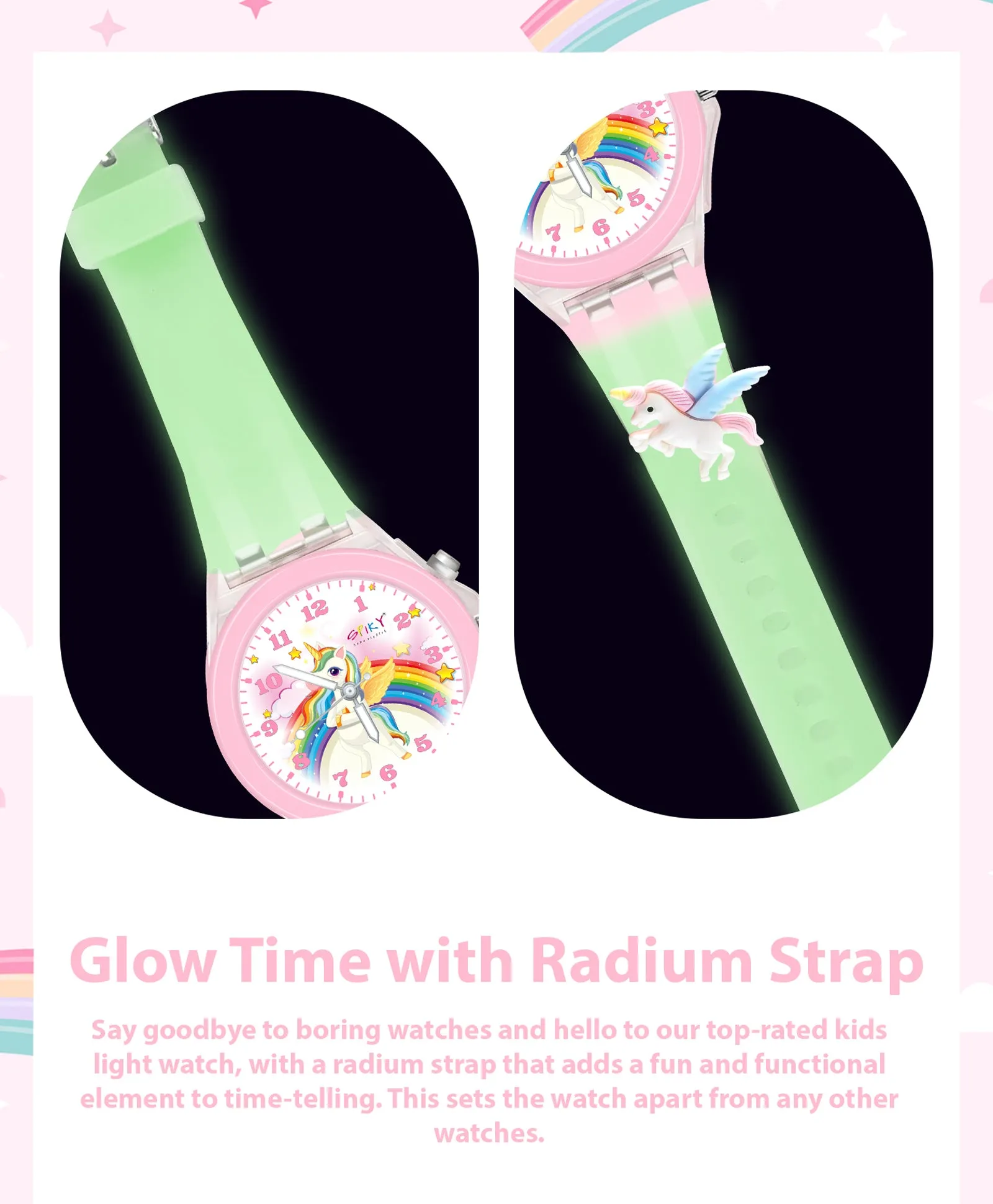 Spiky 3D Cartoon Rabbit Analog Light Watch for Kids Boys & Girls - Pink