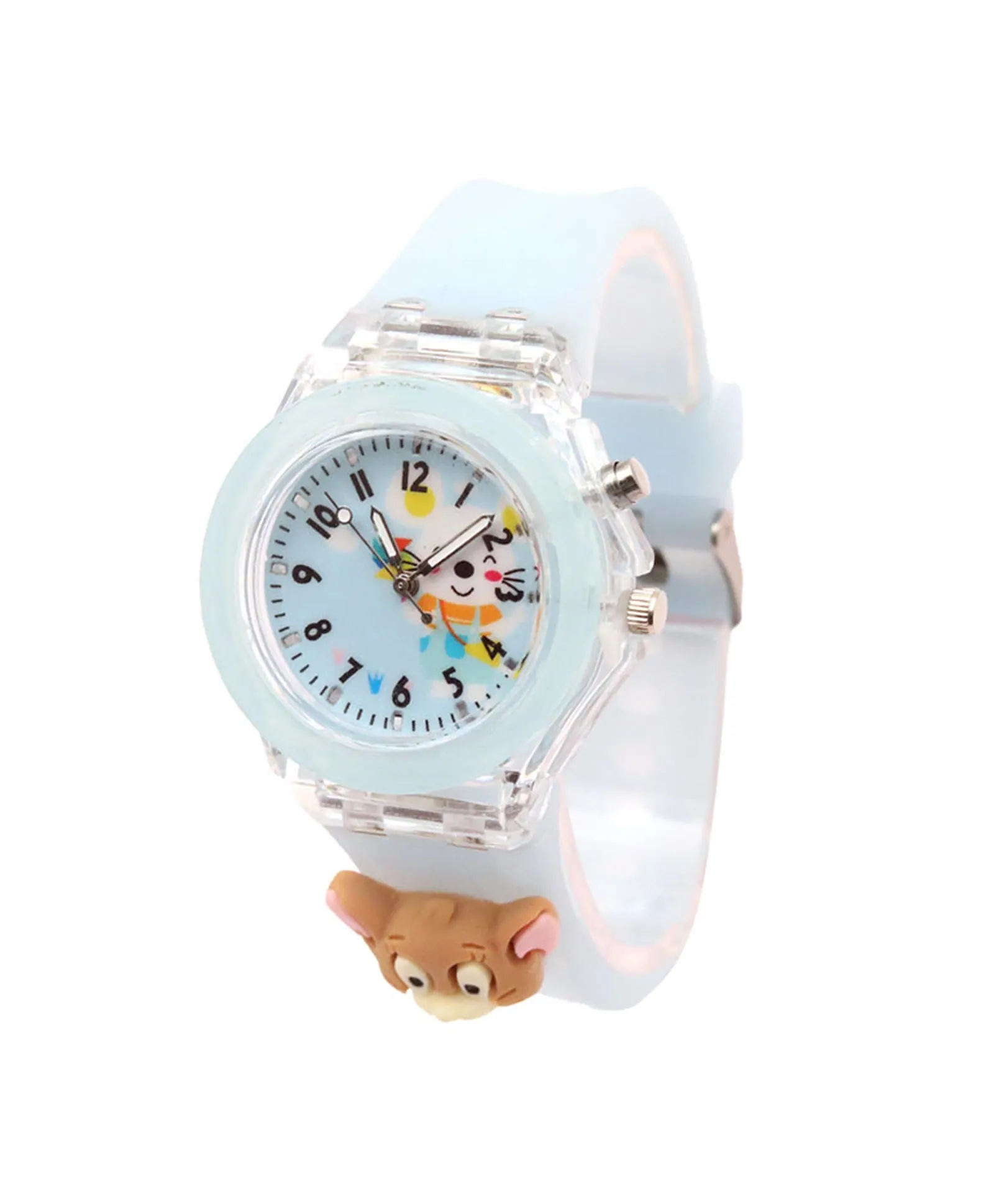 Spiky 3D Cartoon Rabbit Analog Light Watch for Kids Boys & Girls - Pink