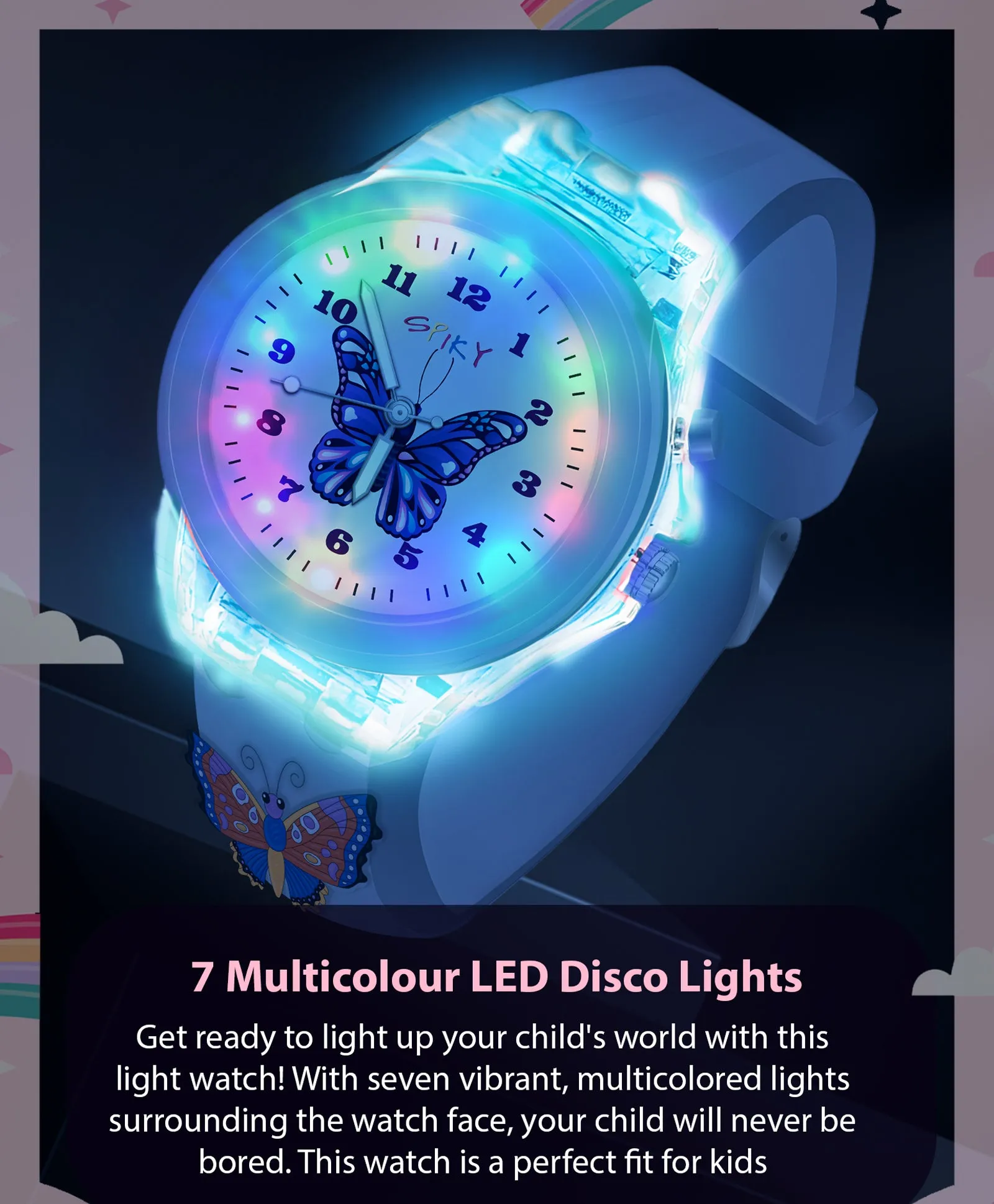 Spiky 3D Cartoon Rabbit Analog Light Watch for Kids Boys & Girls - Pink