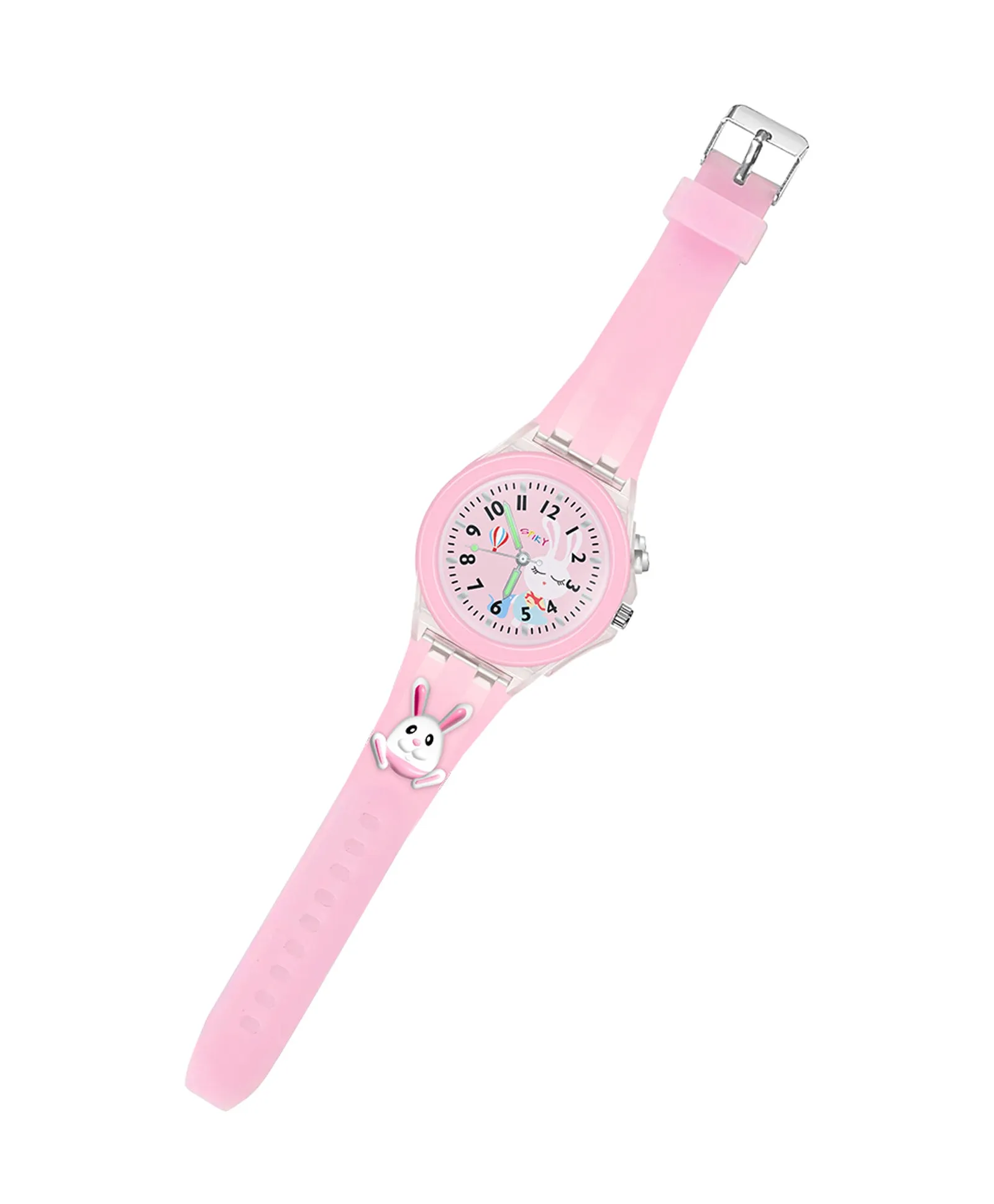 Spiky 3D Cartoon Rabbit Analog Light Watch for Kids Boys & Girls - Pink