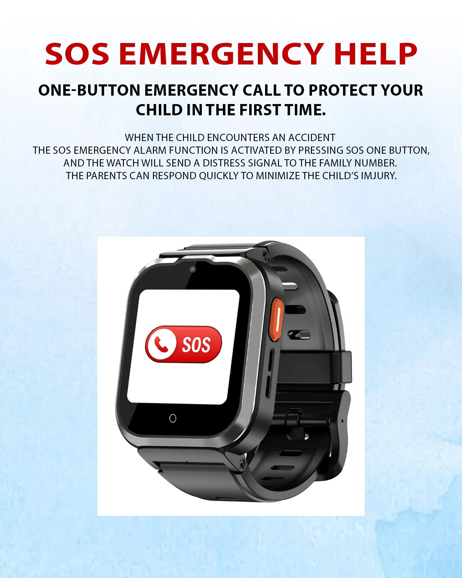 Spiky Cyclops 4g Video & Voice Calling Dewatering Waterproof Kids Smartwatch - Black
