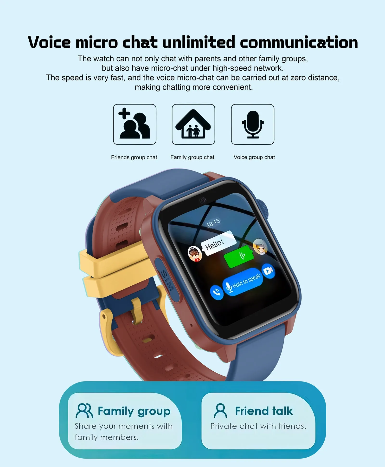 Spiky GNOME 4g Video & Voice Calling Smartwatch with - Black