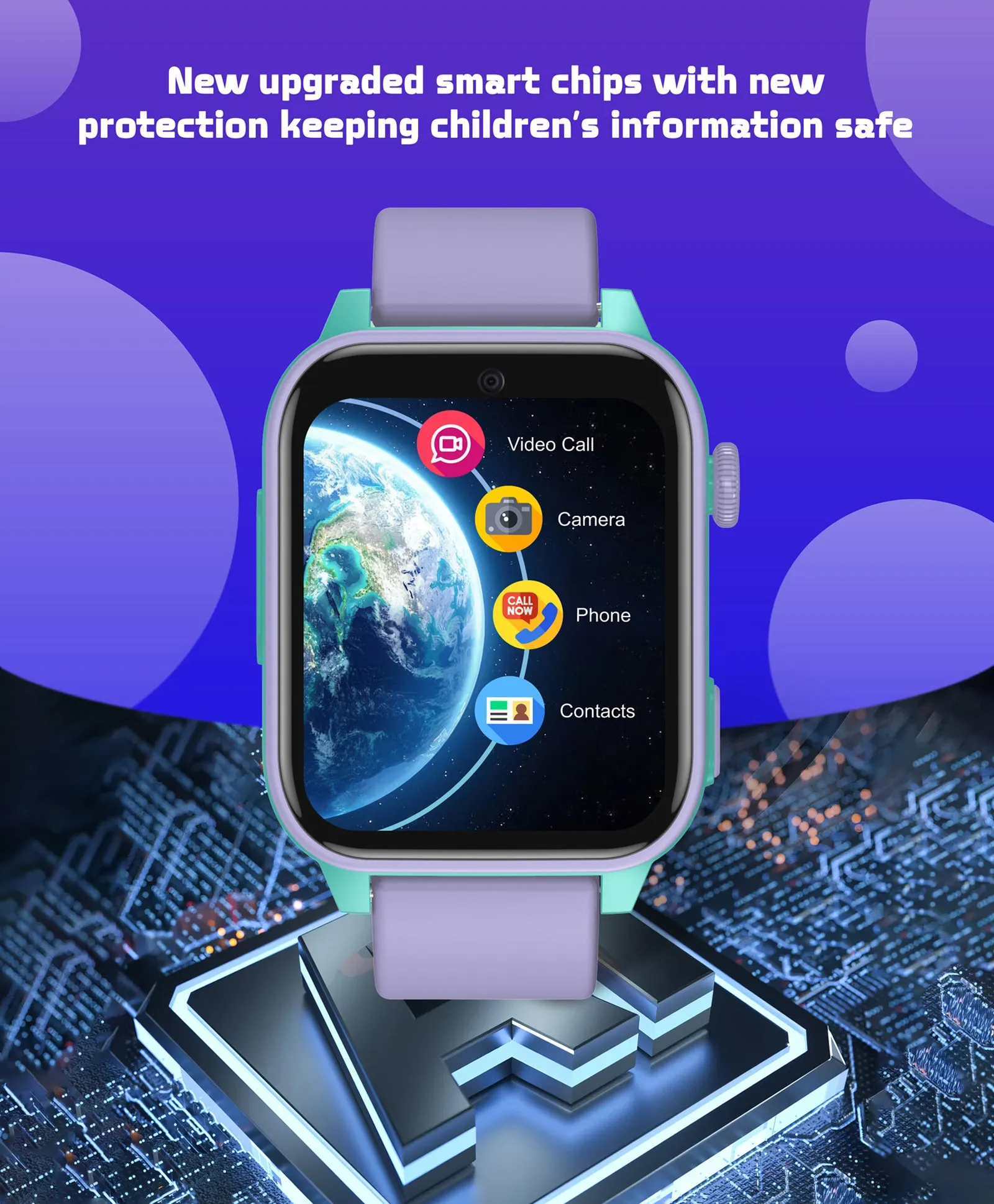 Spiky GNOME 4g Video & Voice Calling Smartwatch with - Black