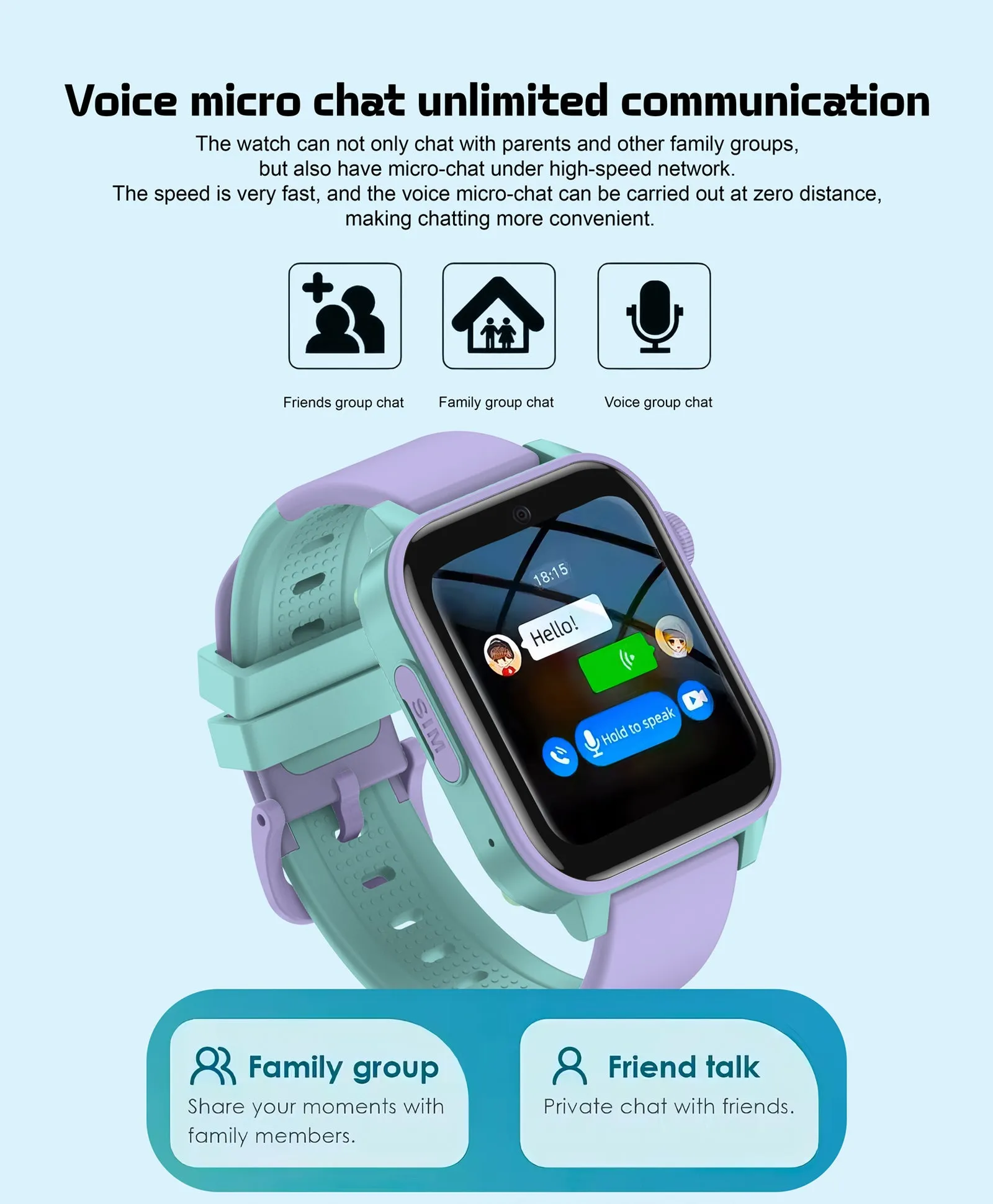 Spiky GNOME 4g Video & Voice Calling Smartwatch with - Black