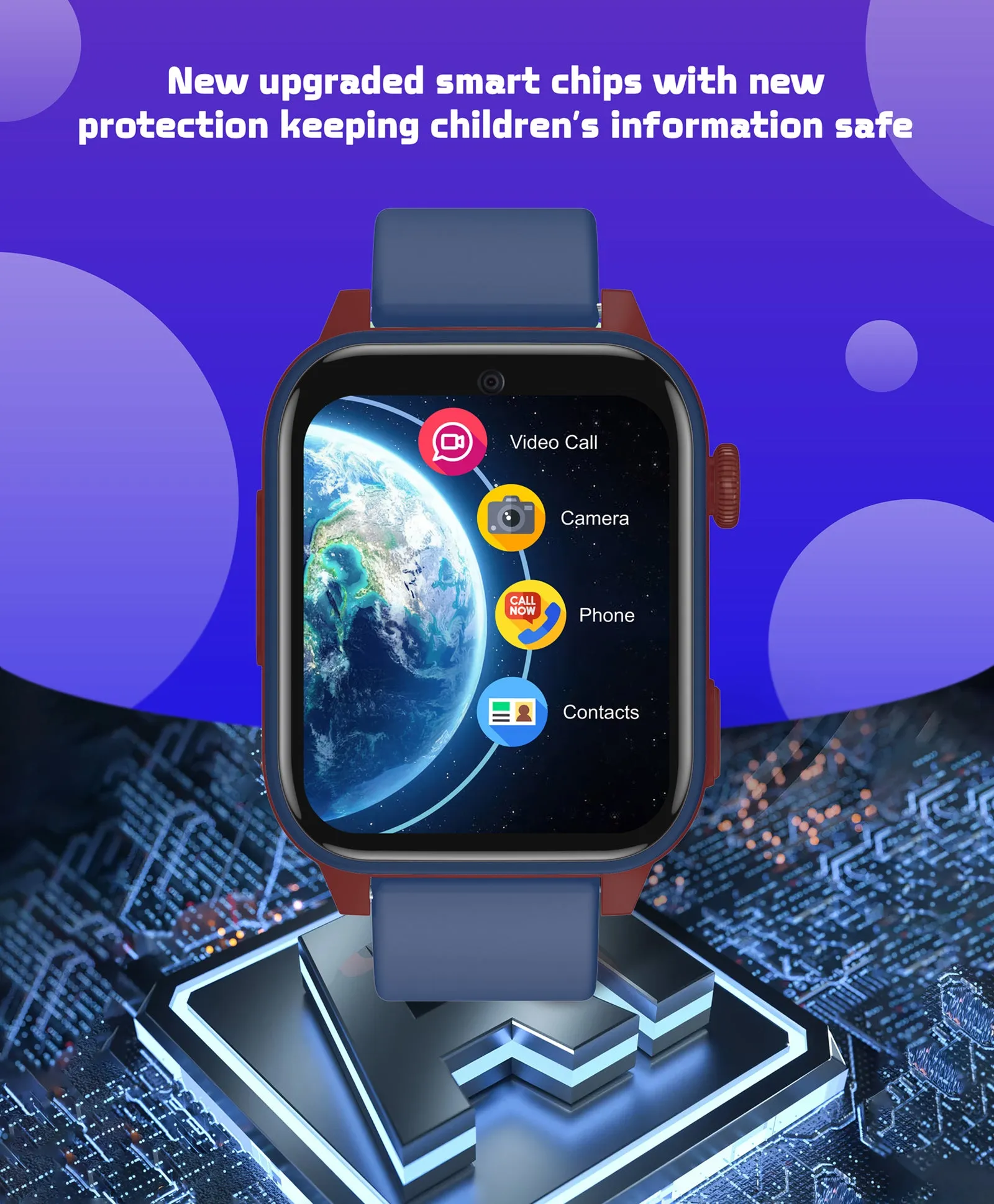 Spiky GNOME 4g Video & Voice Calling Smartwatch with - Black