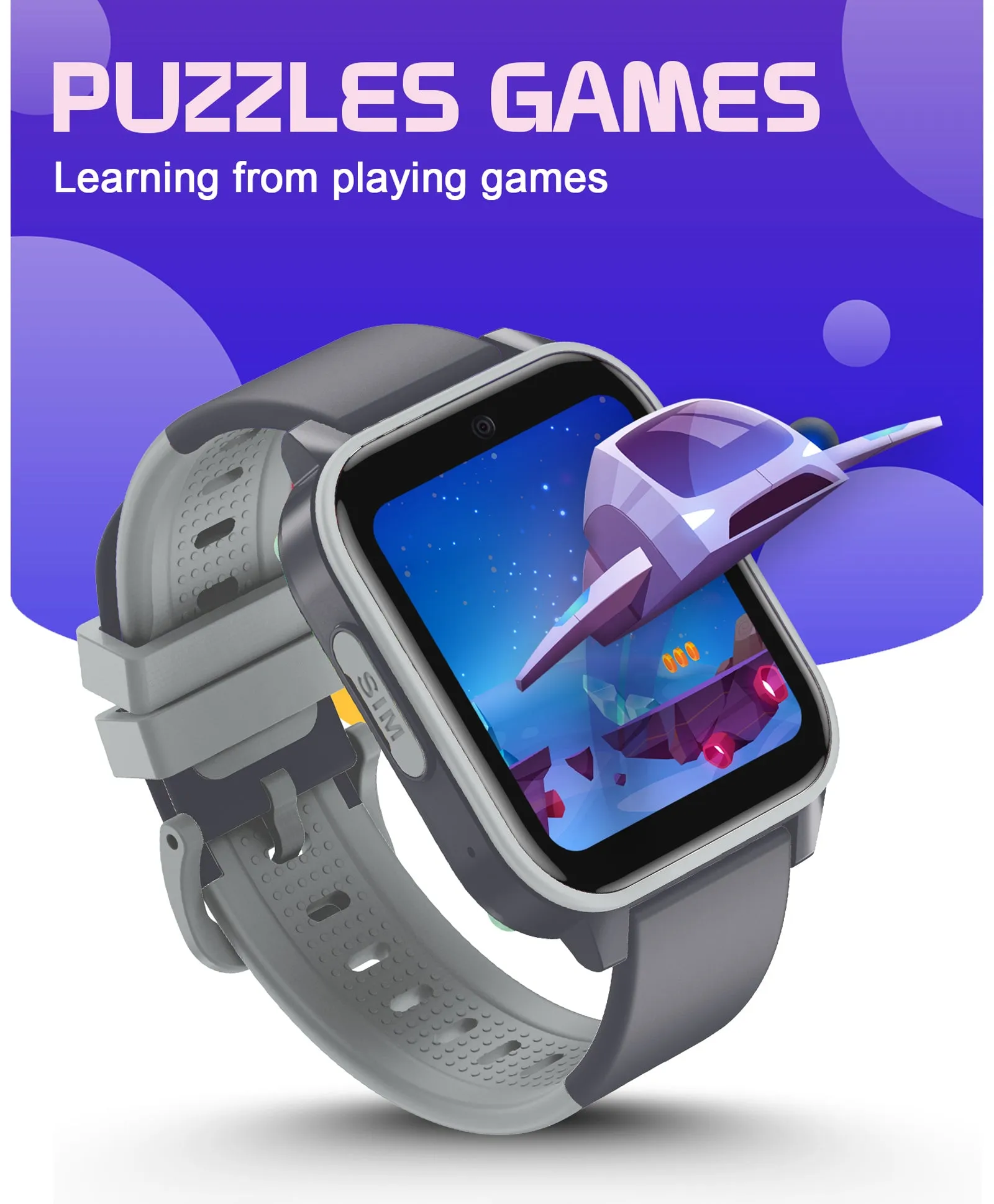 Spiky GNOME 4g Video & Voice Calling Smartwatch with - Black