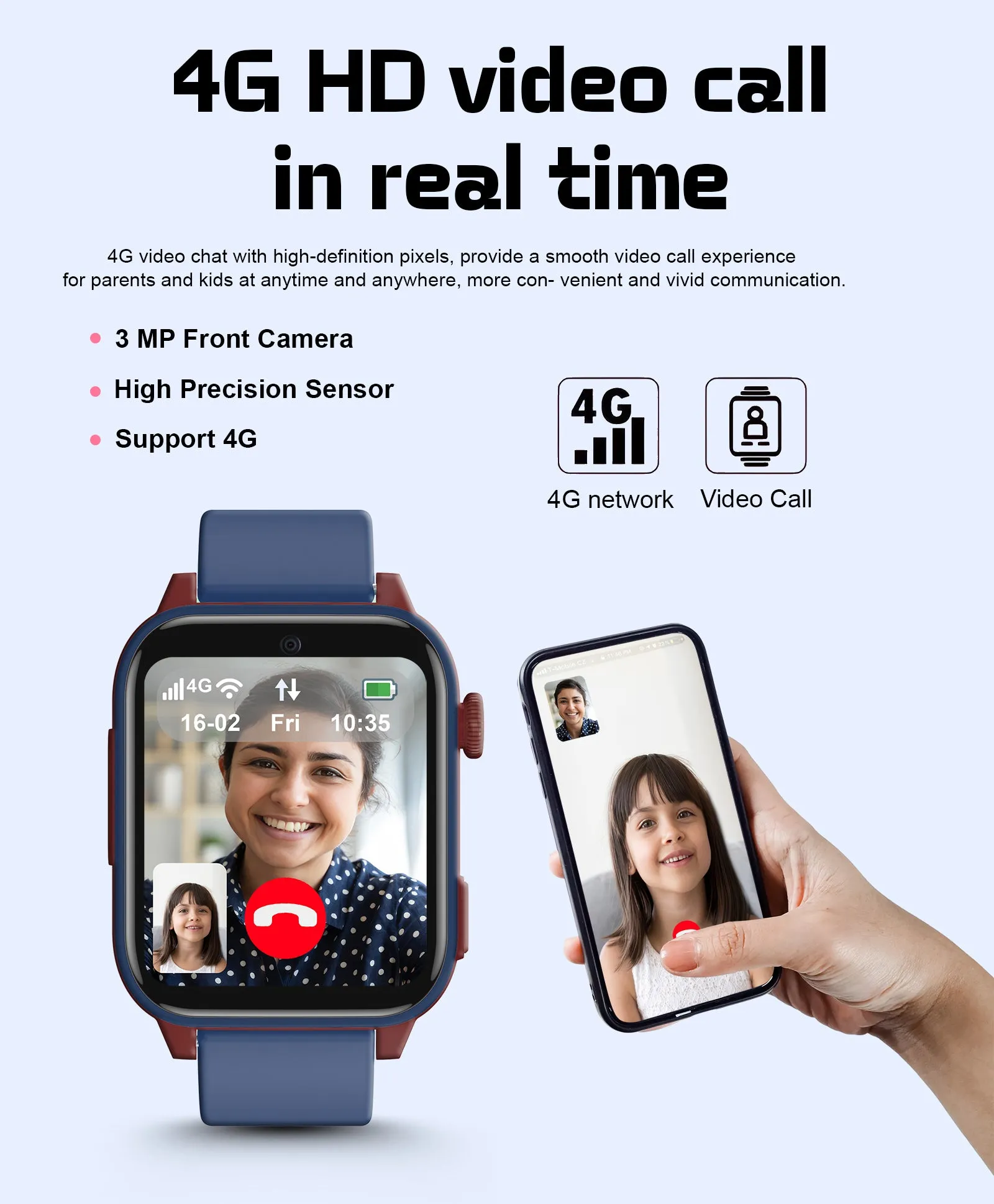 Spiky GNOME 4g Video & Voice Calling Smartwatch with - Black