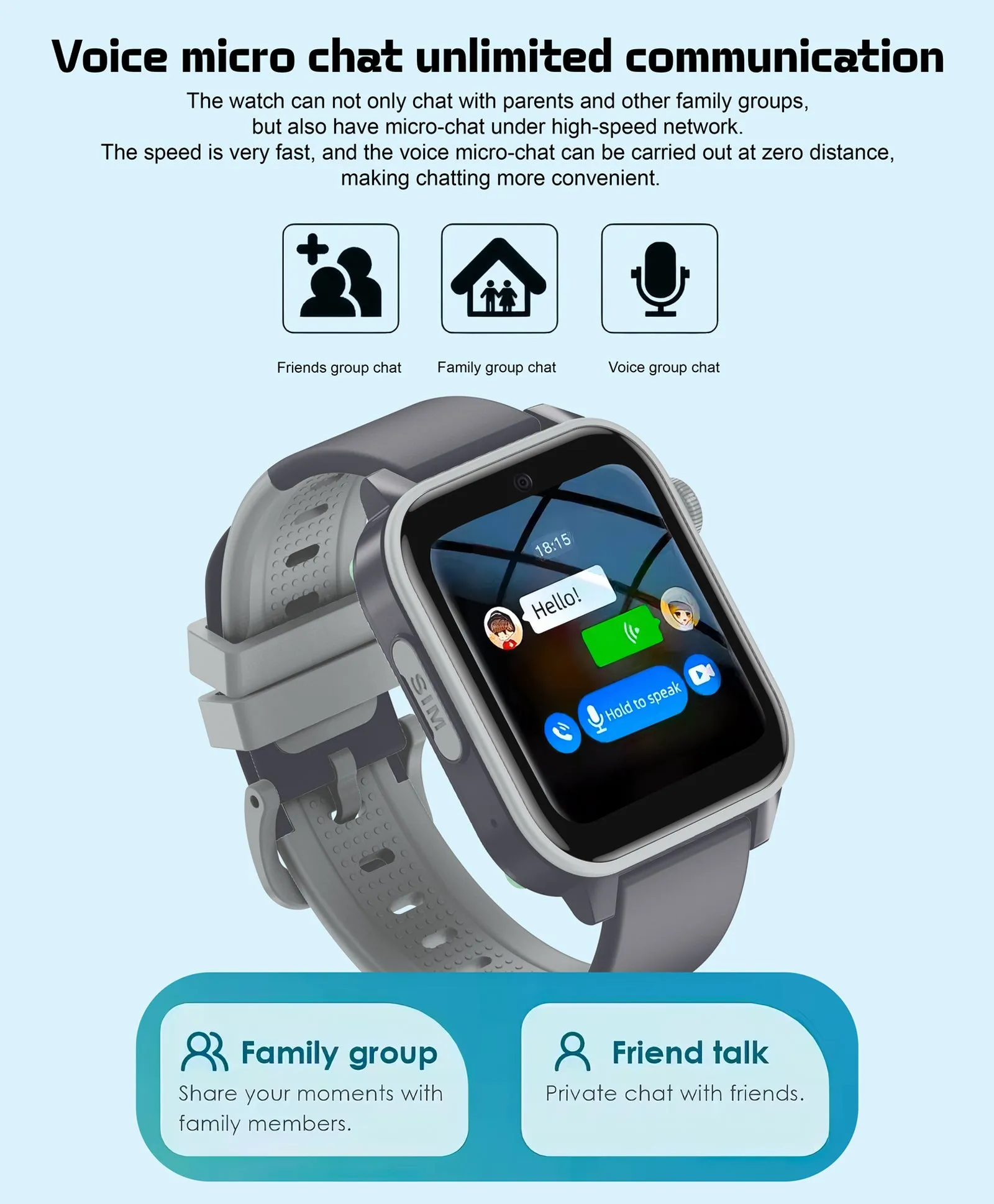 Spiky GNOME 4g Video & Voice Calling Smartwatch with - Black