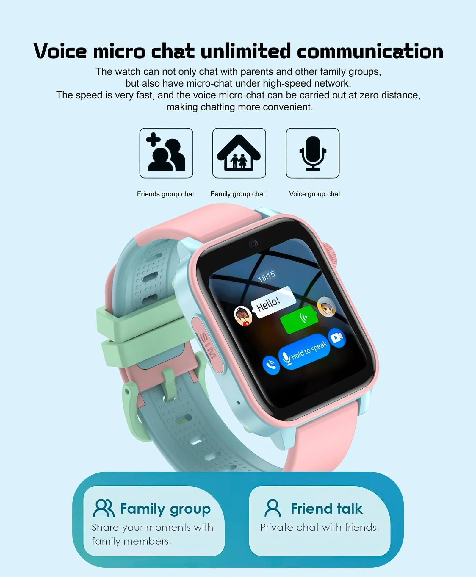 Spiky GNOME 4g Video & Voice Calling Smartwatch with - Black