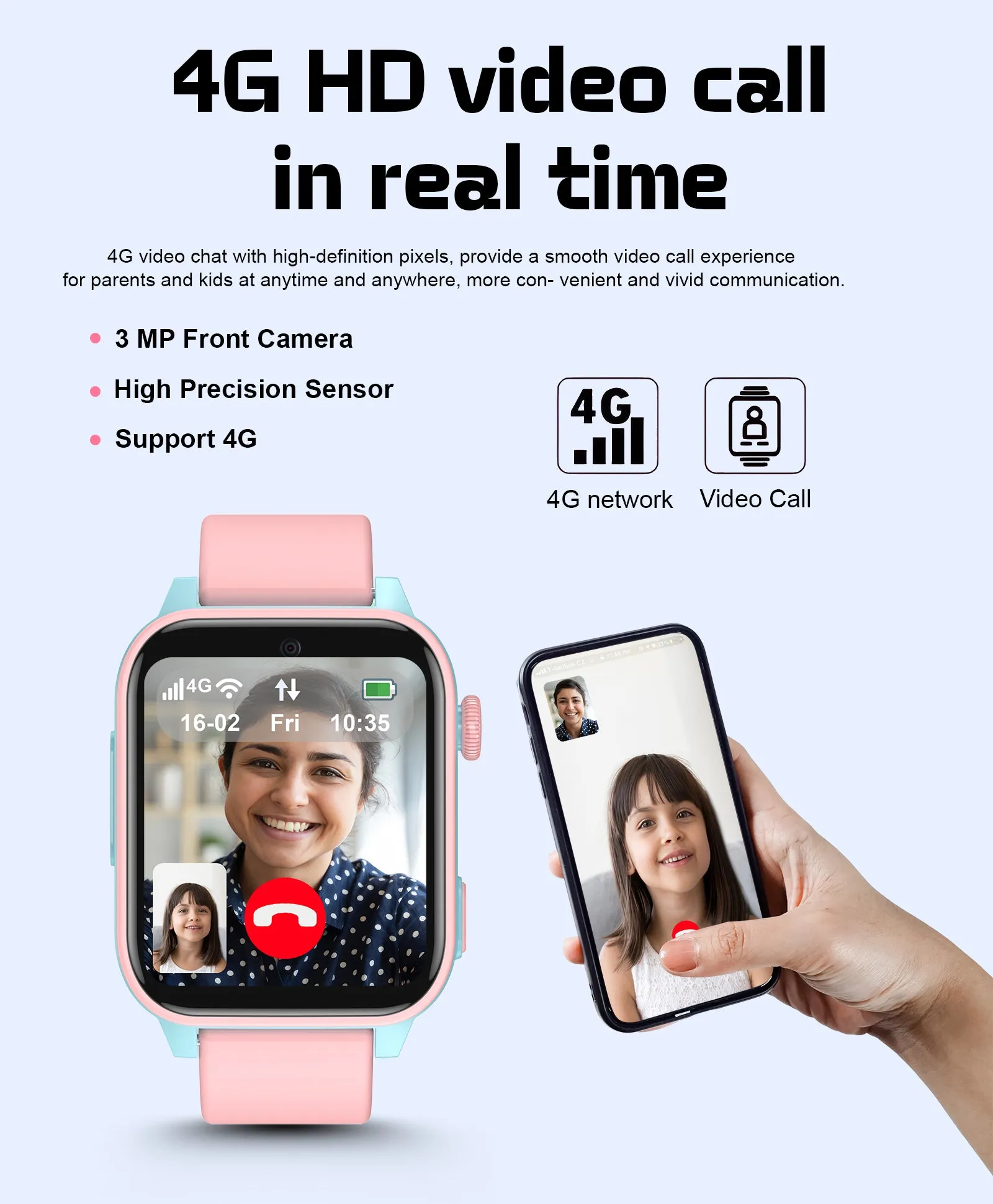 Spiky GNOME 4g Video & Voice Calling Smartwatch with - Black