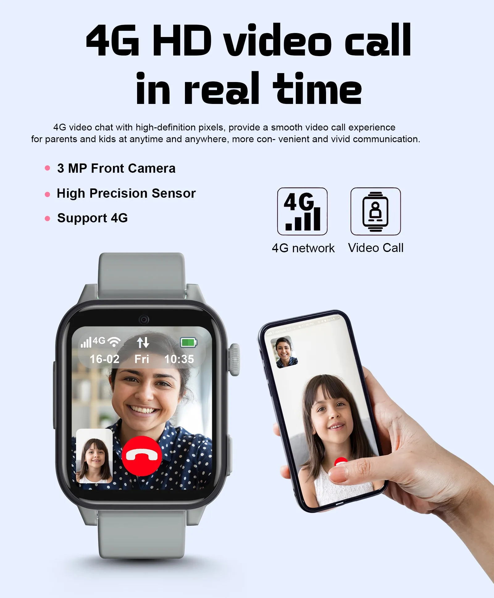 Spiky GNOME 4g Video & Voice Calling Smartwatch with - Black