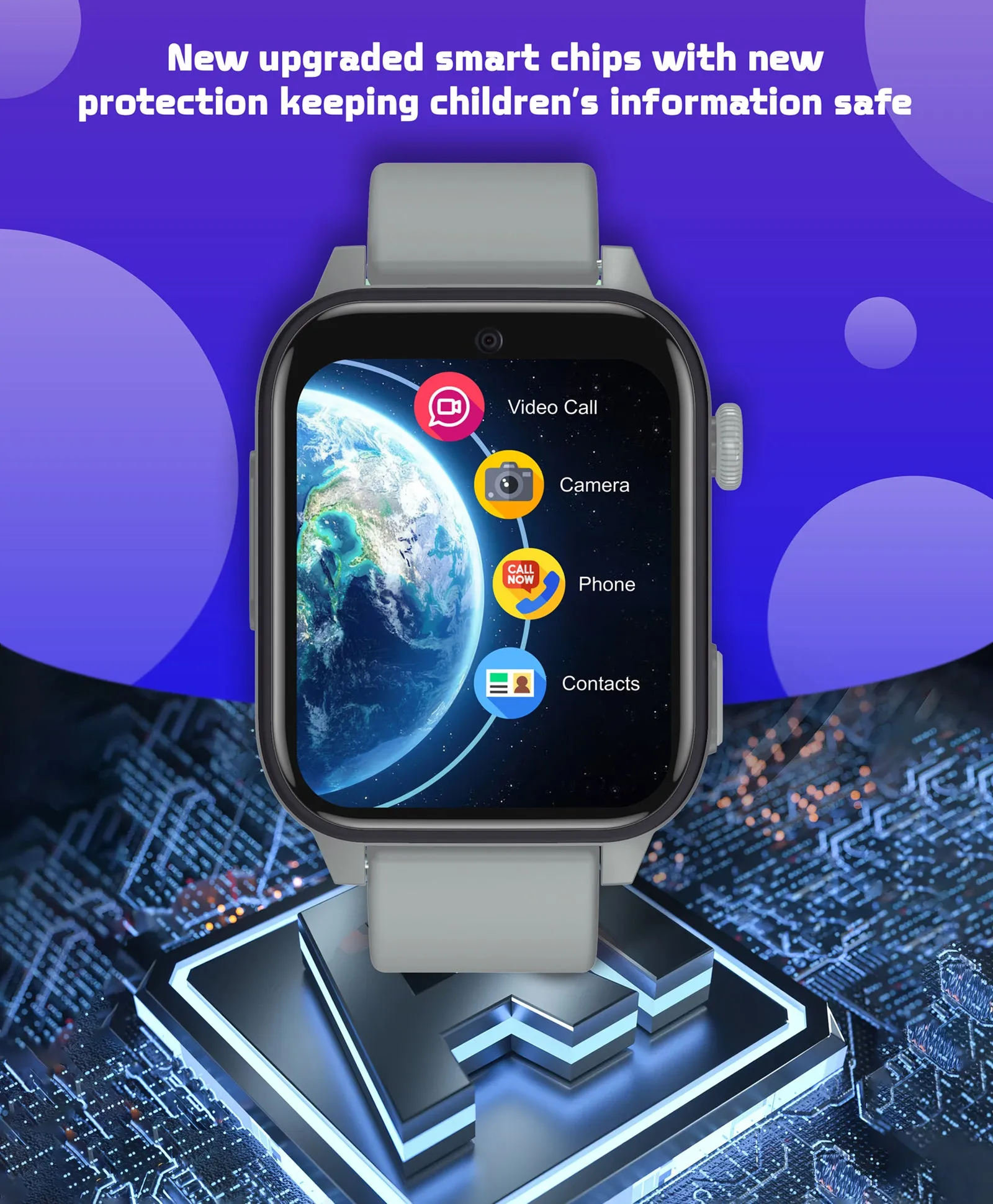 Spiky GNOME 4g Video & Voice Calling Smartwatch with - Black