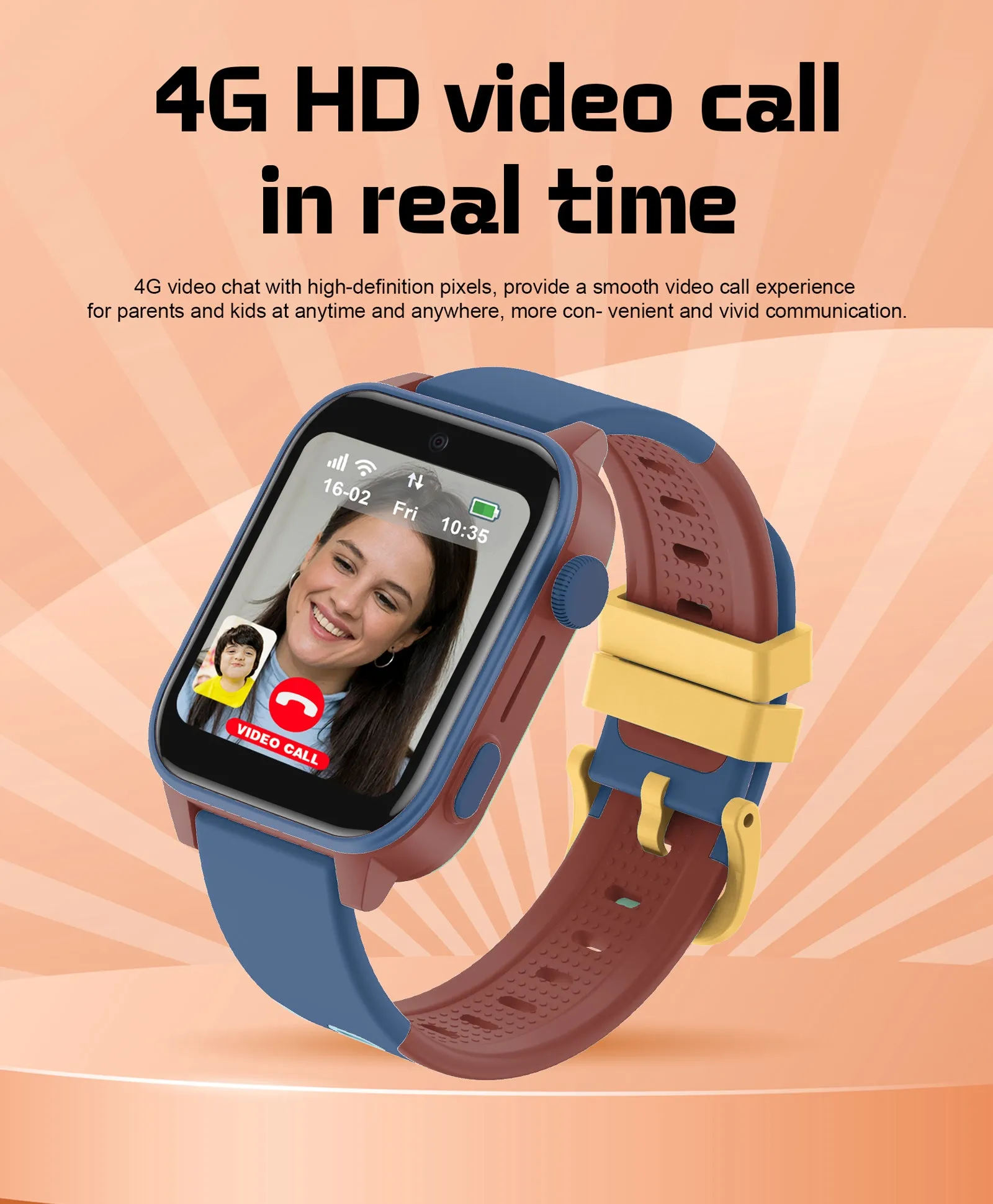 Spiky GNOME 4g Video & Voice Calling Smartwatch with - Black