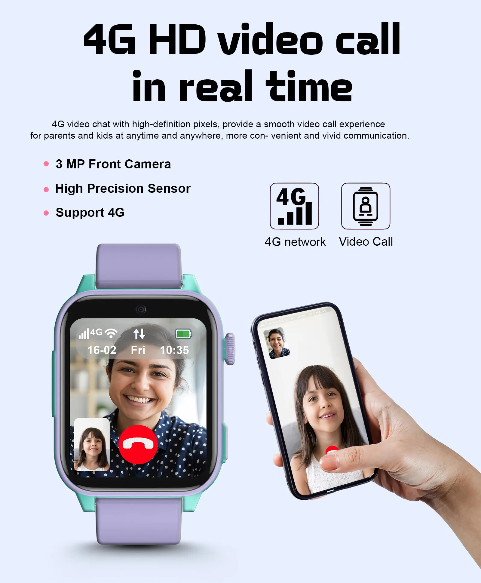 Spiky GNOME 4g Video & Voice Calling Smartwatch with - Black