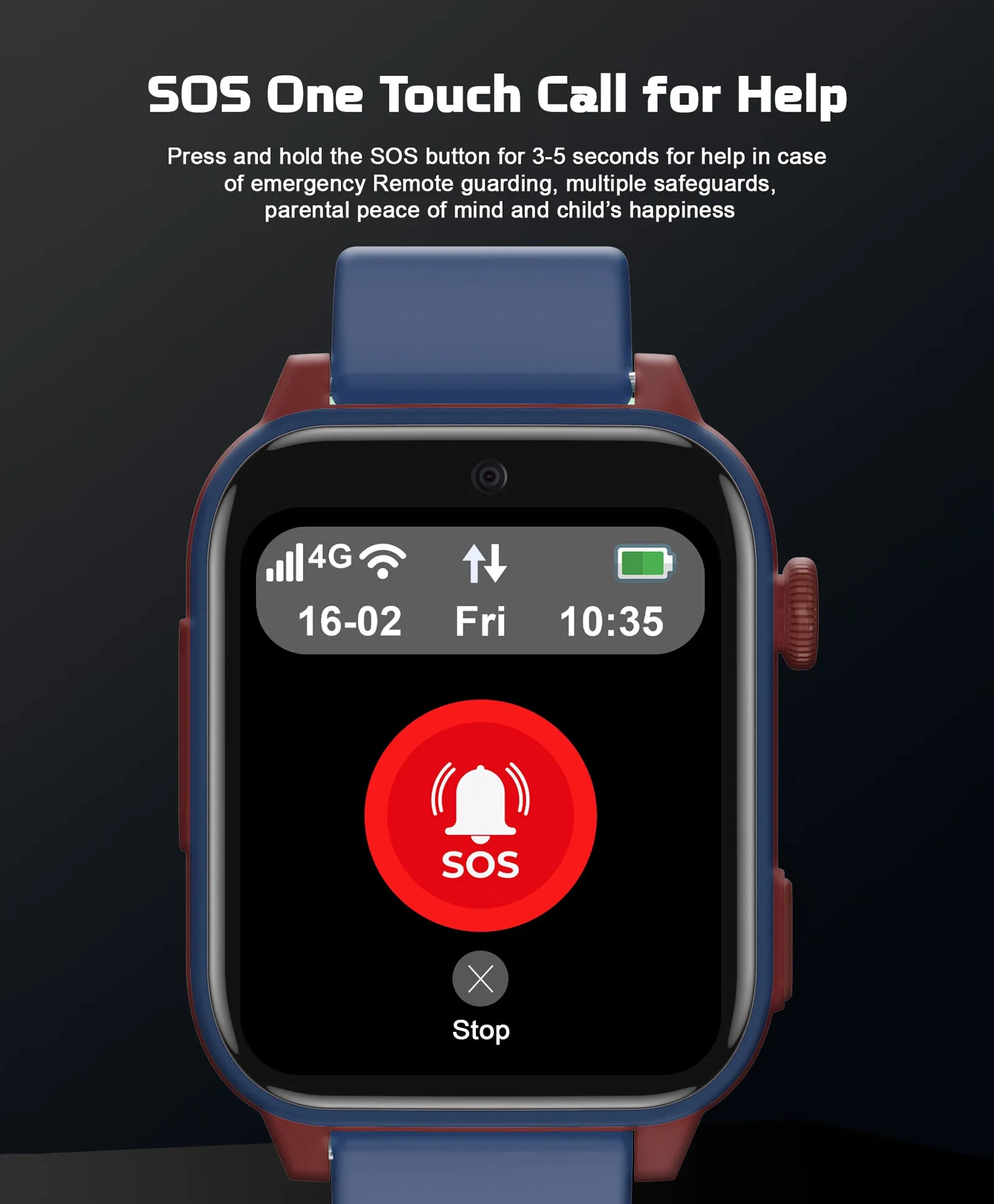Spiky GNOME 4g Video & Voice Calling Smartwatch with - Black