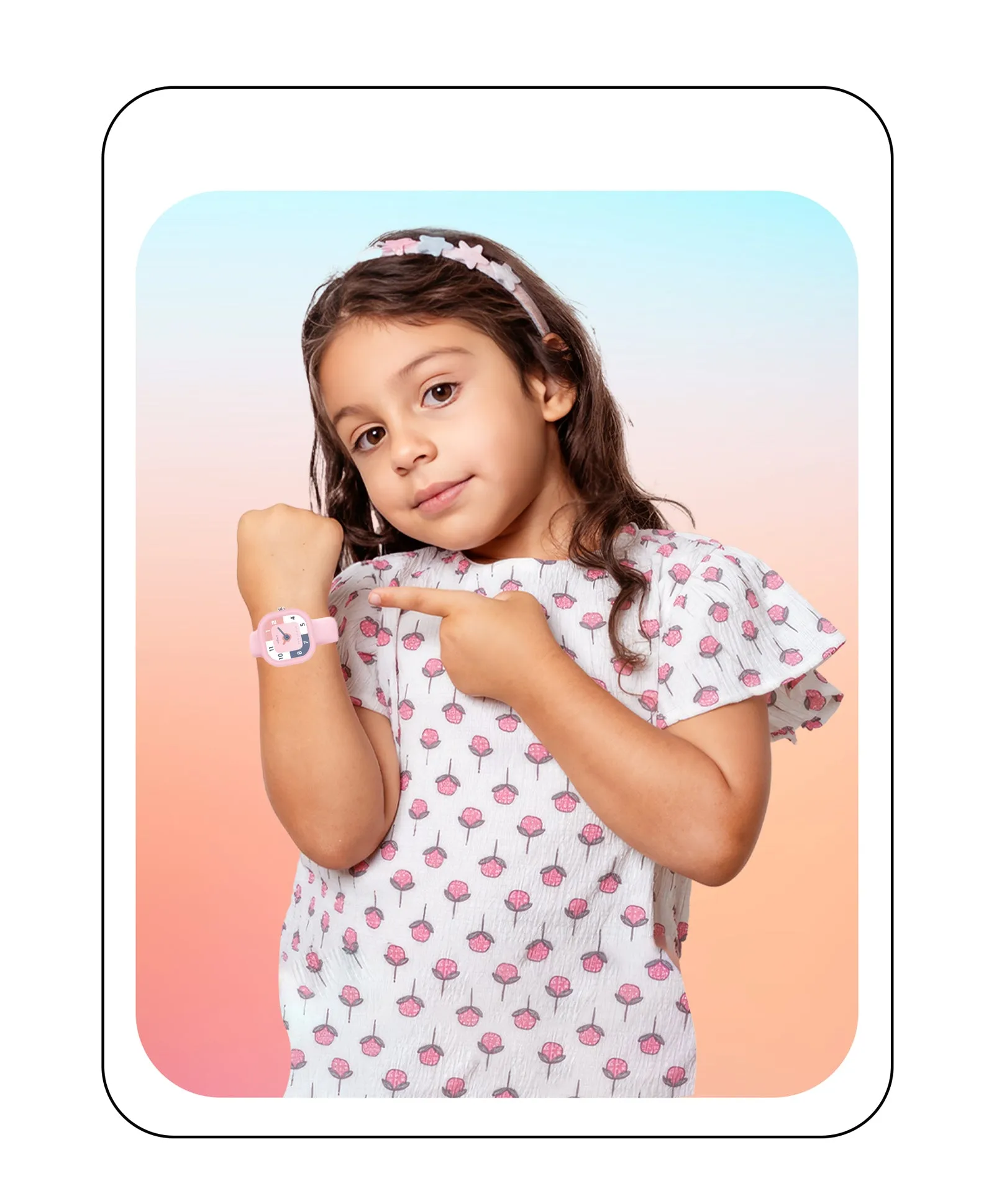 Spiky Square Analog Watch for Kids - Black