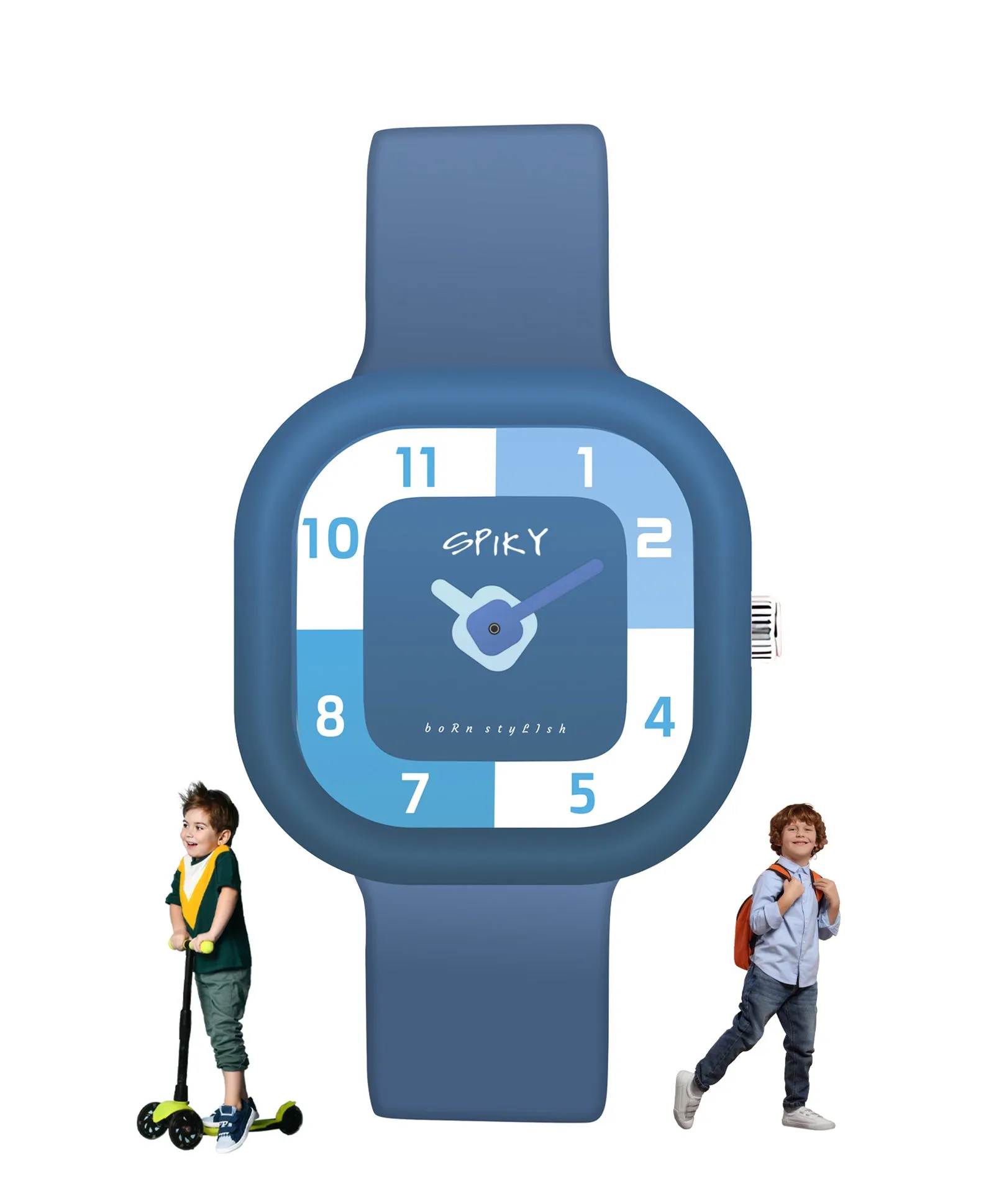 Spiky Square Analog Watch for Kids - Black