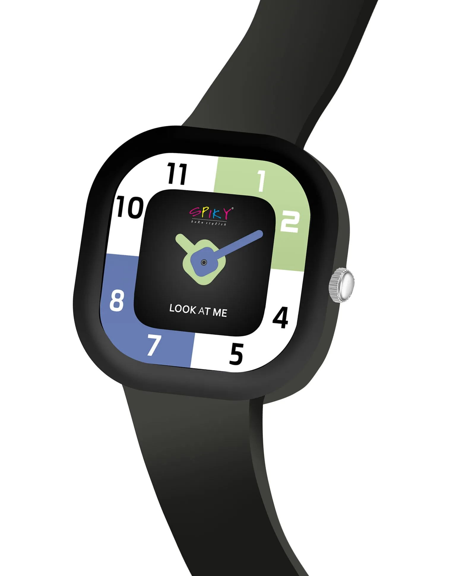 Spiky Square Analog Watch for Kids - Black