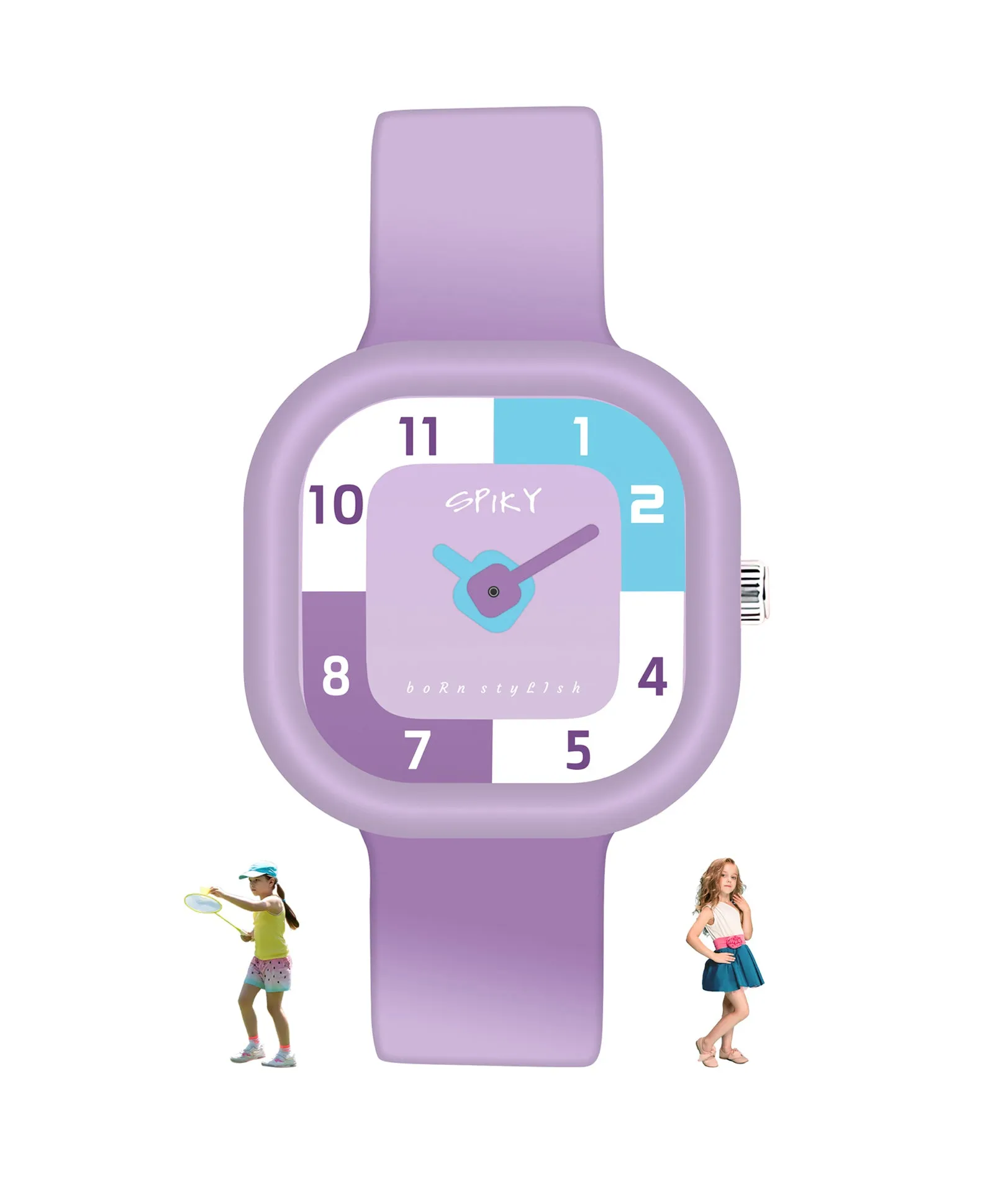 Spiky Square Analog Watch for Kids - Black