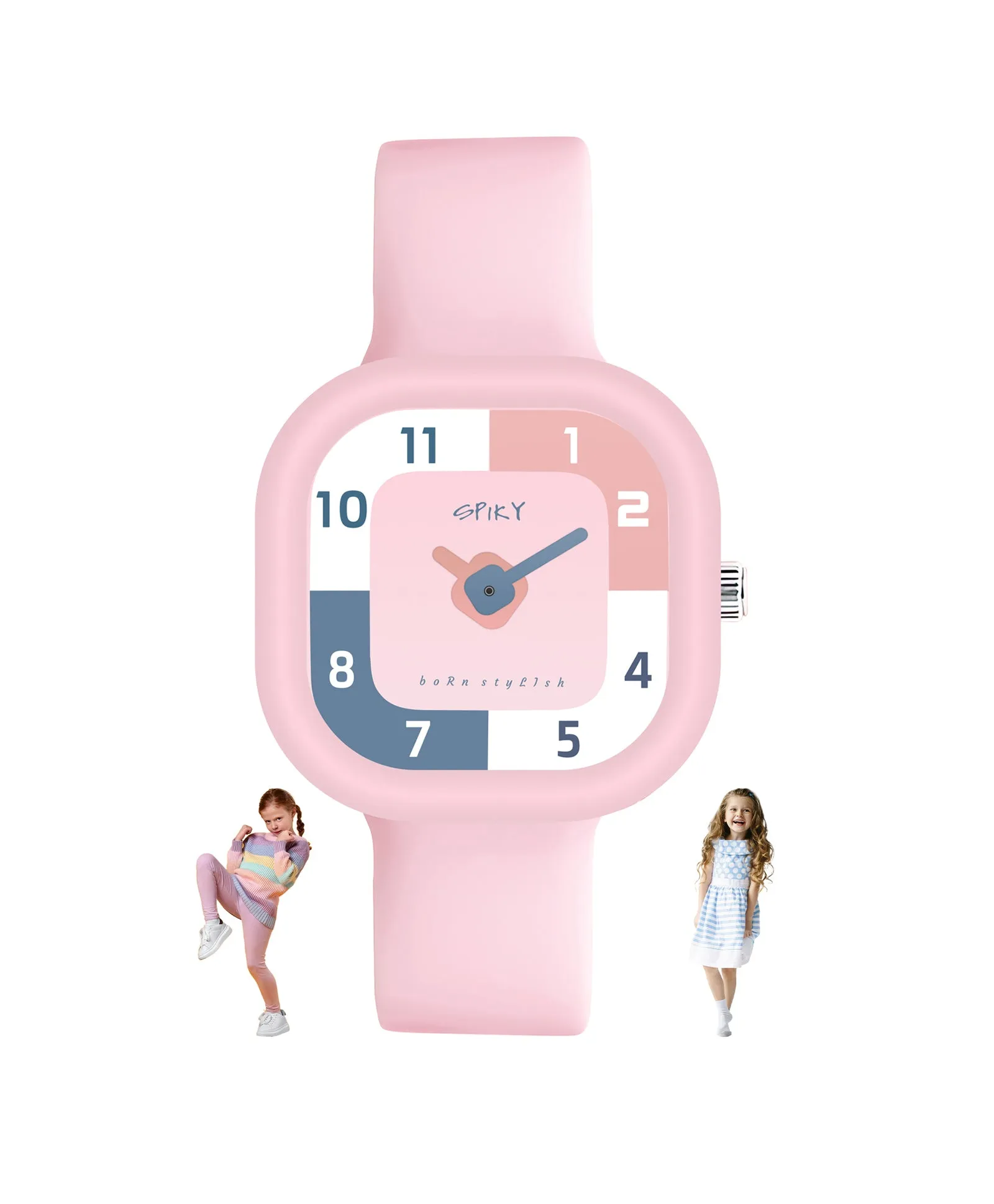 Spiky Square Analog Watch for Kids - Black