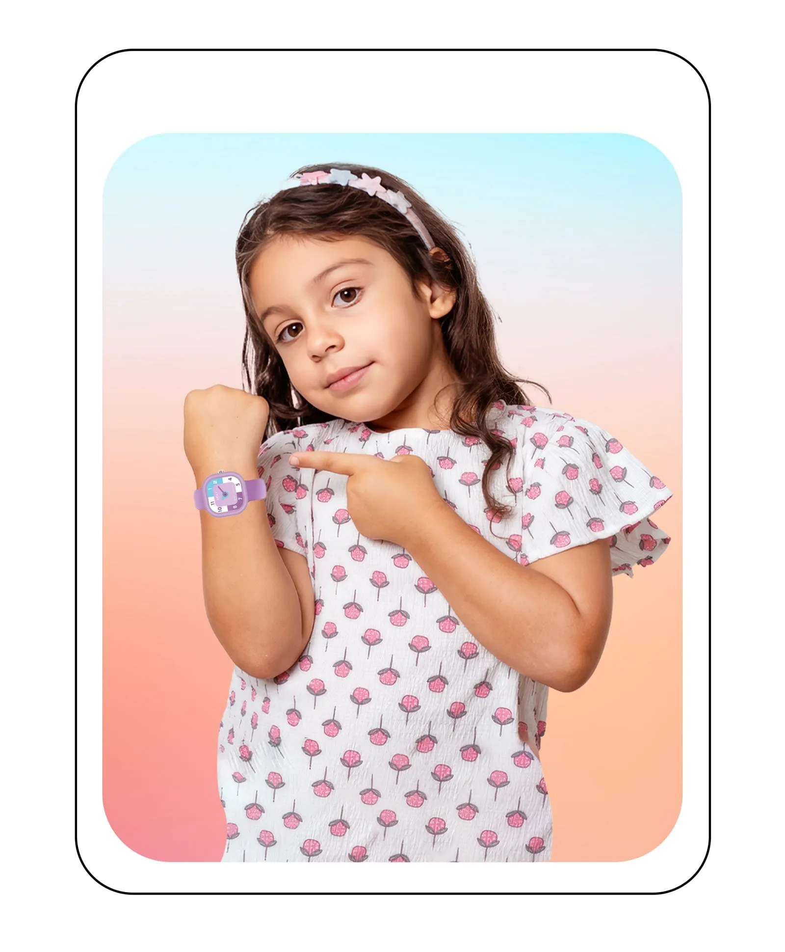 Spiky Square Analog Watch for Kids - Black