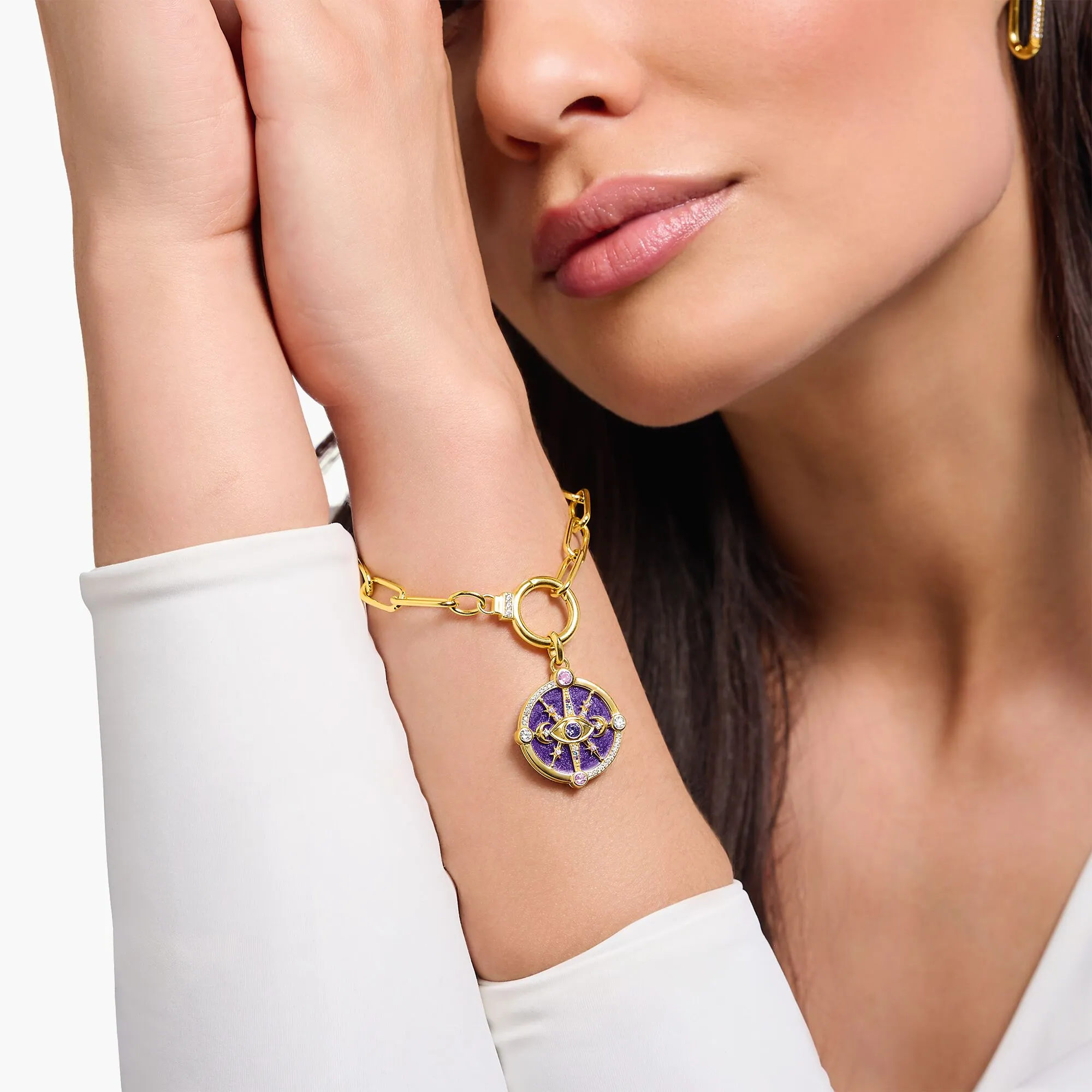 THOMAS SABO Gold Cosmic Eye Pendant with Colourful Stones