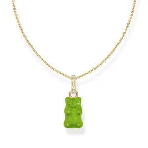 THOMAS SABO Necklace with green goldbears pendant and zirconia