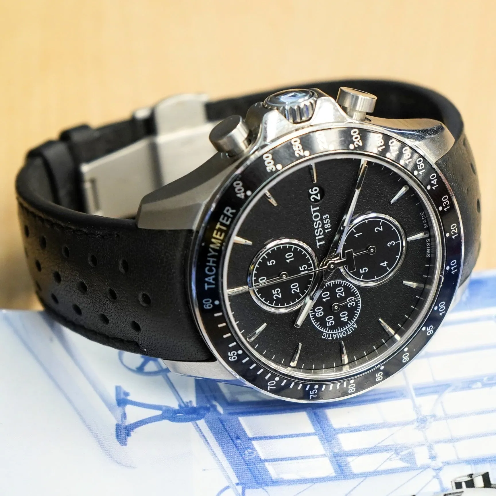 TISSOT V8 Automatic Chronograph Watch T106427A 45mm S.S. Wristwatch IN BOX!