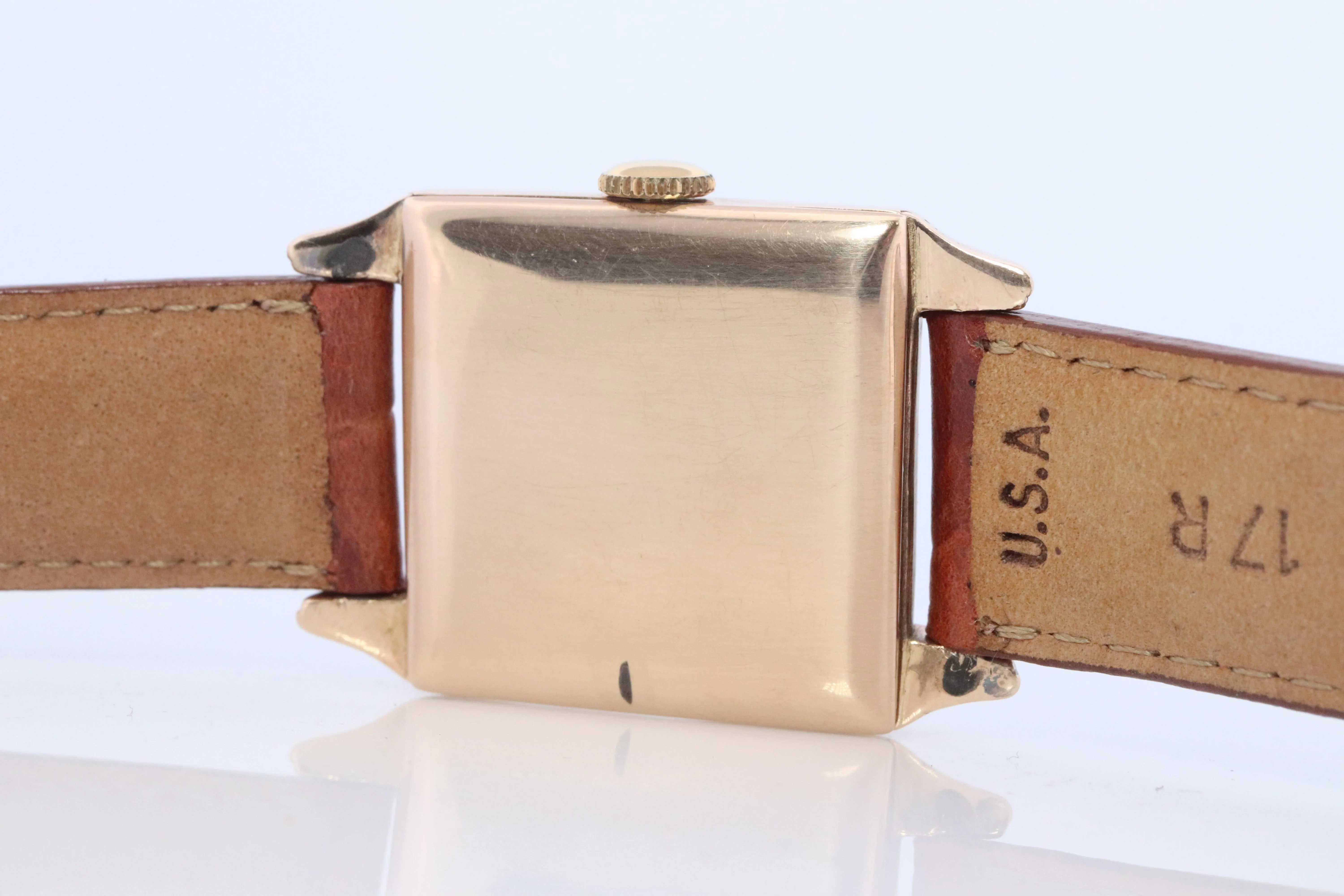 Vintage ROLEX Watch. 9k YG Rolex 4533 Square Tank Manual Wristwatch.