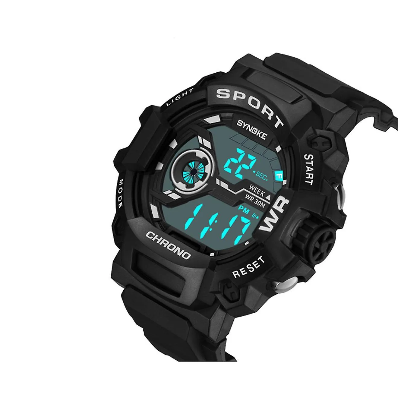Watches waterproof nightlight fashion watch for outdoor sports of students black white