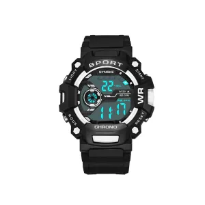 Watches waterproof nightlight fashion watch for outdoor sports of students black white