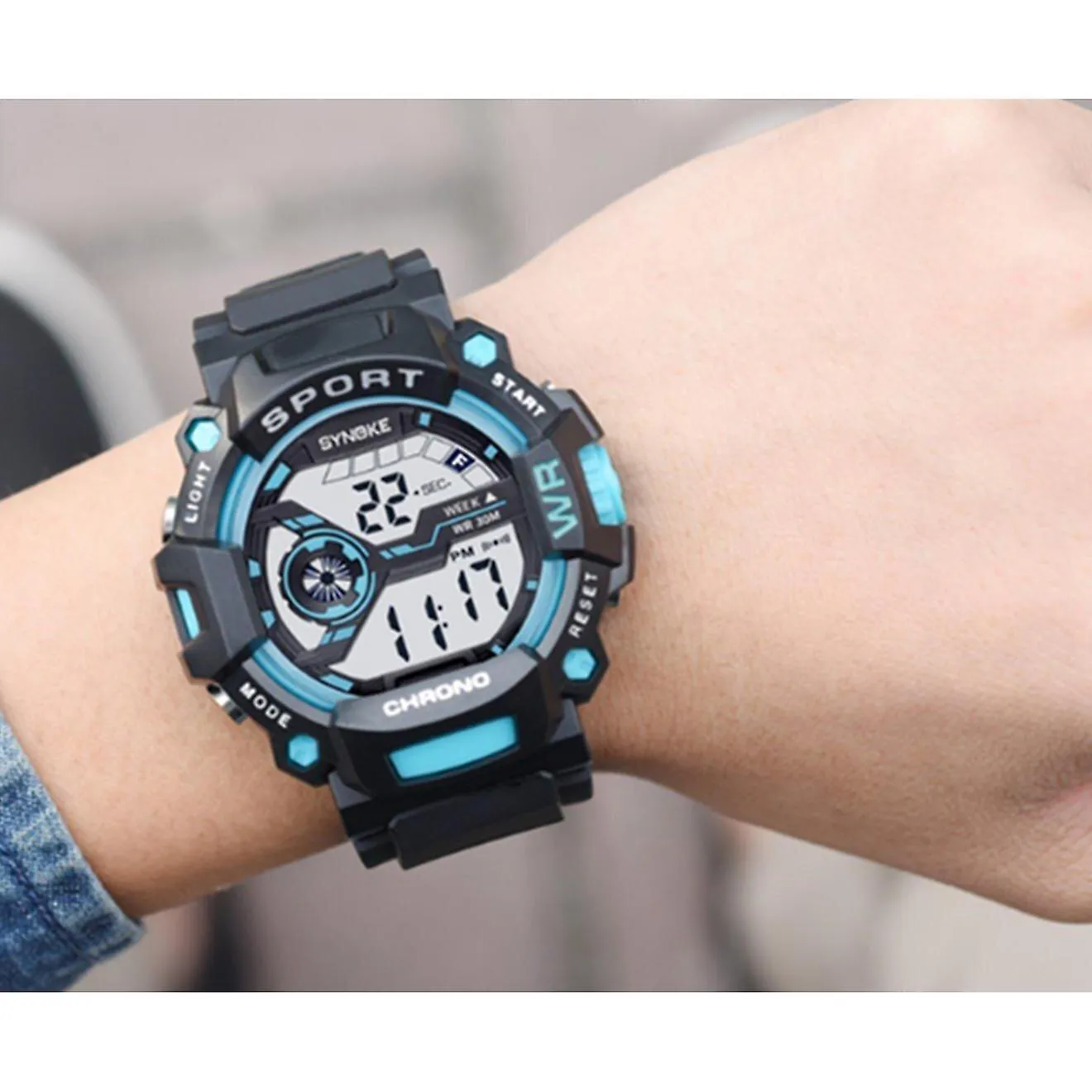 Watches waterproof nightlight fashion watch for outdoor sports of students black white