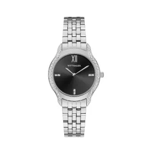 Wittnauer Diamond Accent with 30MM Black Round Dial Stainless Steel Watch Band. WN4116